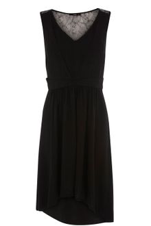 Oasis Lace Yoke Viscose Dress - Lyst