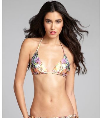 Ondademar Purple Snake Print Samba Stretch Nylon Bikini Top - Lyst