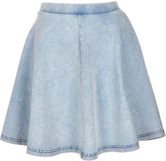Topshop Acid Denim Look Skater Skirt - Lyst