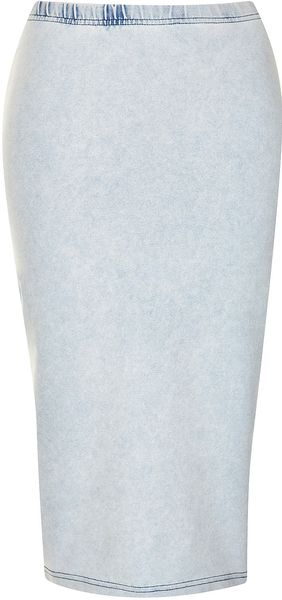 Topshop Denim Look Tube Skirt - Lyst