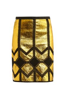 Derek Lam Metallic Leather and Crochet Pencil Skirt - Lyst