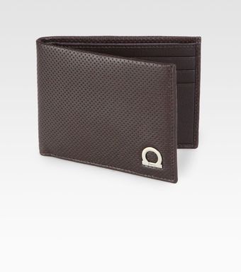 Ferragamo Perforated Leather Wallet - Lyst