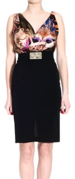Frankie Morello Sleeveless Printed Silk Cady Dress and Belt Skirt - Lyst