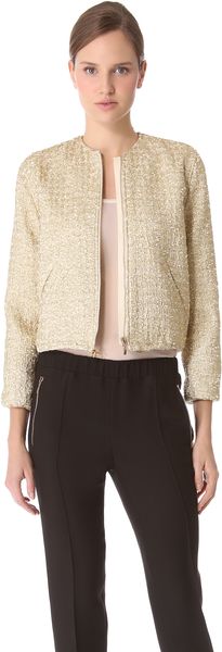Giambattista Valli Gold Tweed Warm Up Jacket - Lyst