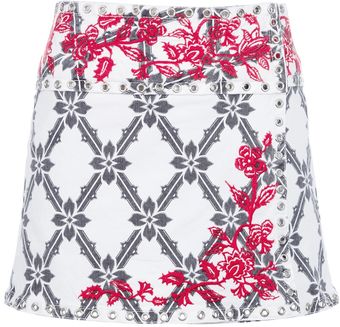 Isabel Marant Printed Wrap around Denim Skirt - Lyst