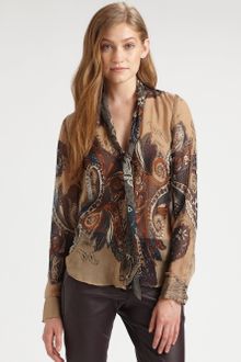 L'Agence Silk Paisley Tieneck Blouse - Lyst