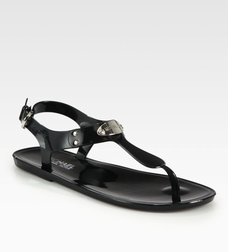 Michael By Michael Kors Logodetail Jelly Sandals in Black | Lyst