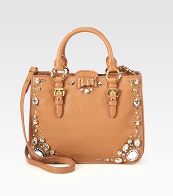 Miu Miu Madras Jeweled Satchel - Lyst