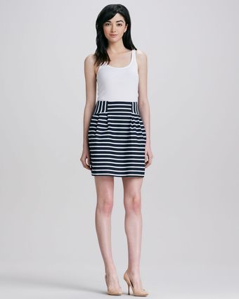 Nanette Lepore Ka Pow Pleated Striped Skirt - Lyst
