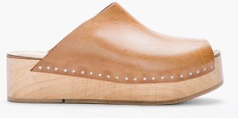Rick Owens Tan Leather Wood Flood Clogs - Lyst