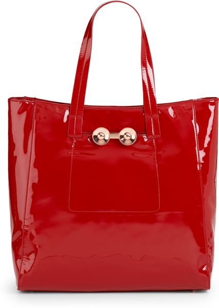 Spoke By Zac Posen Patent Leather Tote Bag-red in Red