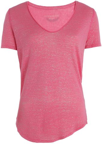 Zadig & Voltaire T Shirt Tino Lame Deluxe - Lyst
