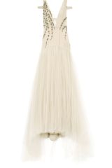 Bibhu Mohapatra Floral Vine Embroidered V-Neck Gown