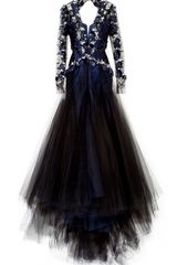 Bibhu Mohapatra Floral Beading Brocade Evening Gown
