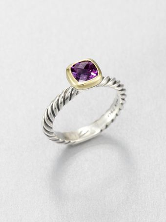 David Yurman Amethyst 18k Gold Sterling Silver Ring - Lyst