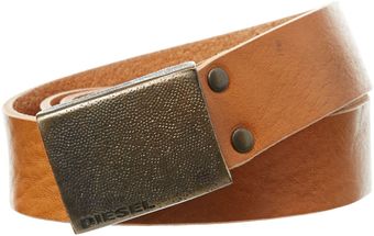 Diesel Logo Engraved Plaque Belt - Lyst