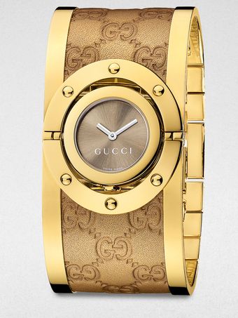 Gucci Twirl Metallic Leather Bangle Watch - Lyst