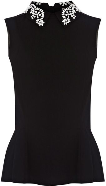 Karen Millen Beaded Collar Blouse - Lyst