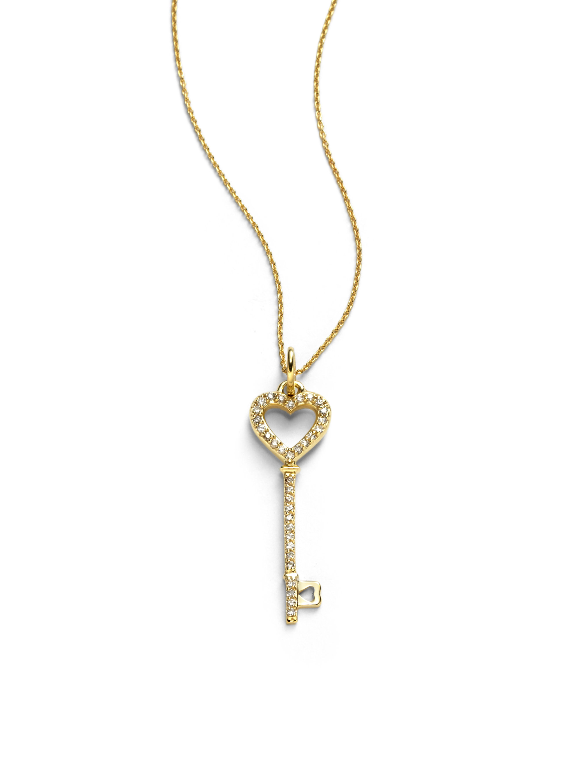 Kc Designs Diamond Heart Key Necklace in Gold Lyst