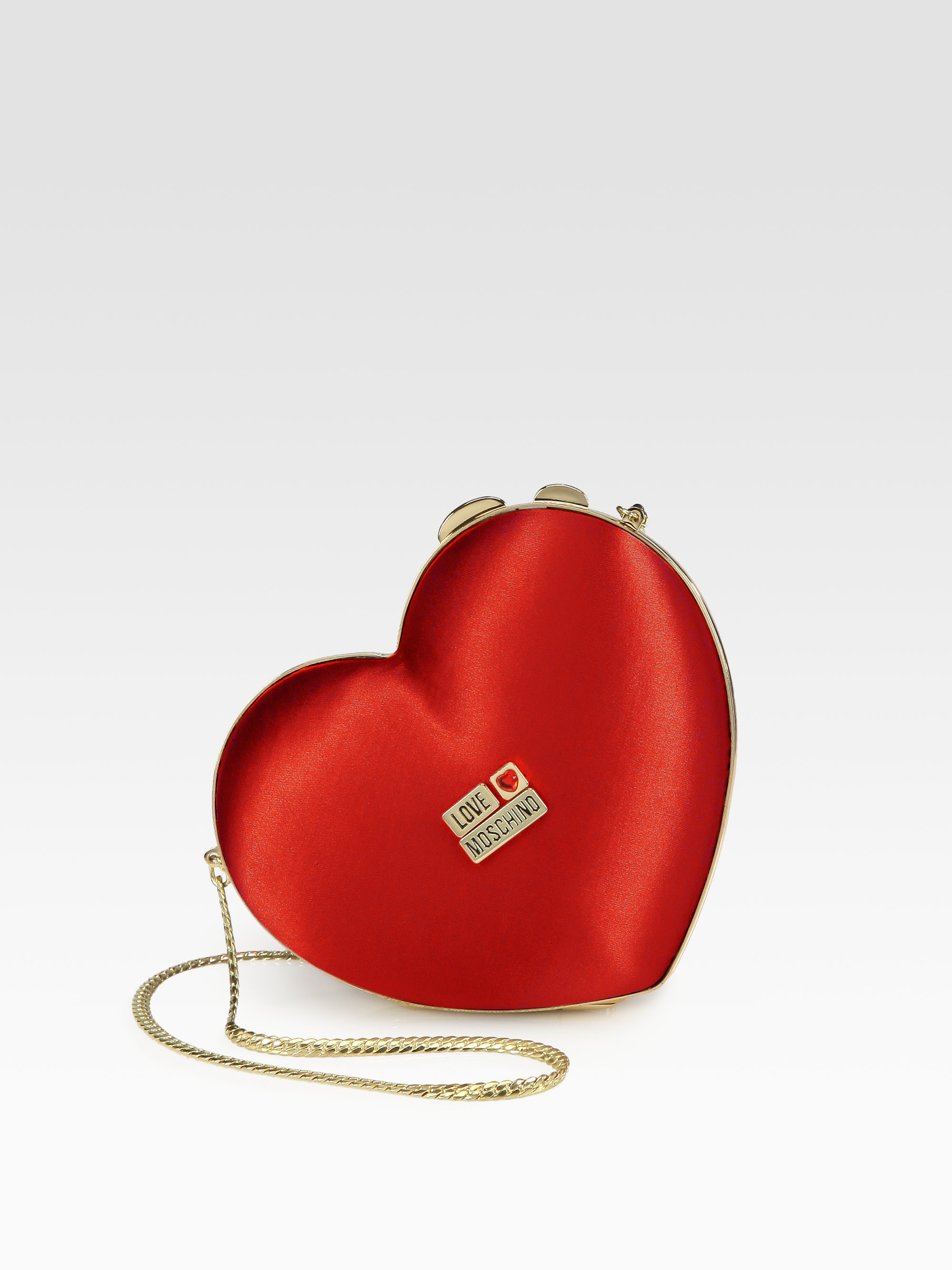 Love Moschino Satin Heart Clutch in Red Lyst