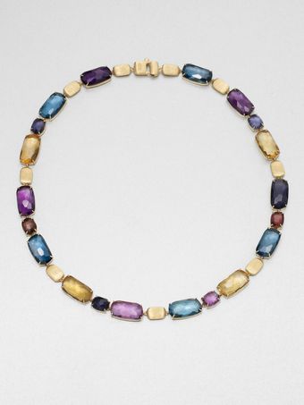 Marco Bicego 18k Gold Semiprecious Multistone Link Necklace - Lyst