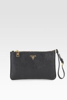 Prada Saffiano Zip Wristlet - Lyst