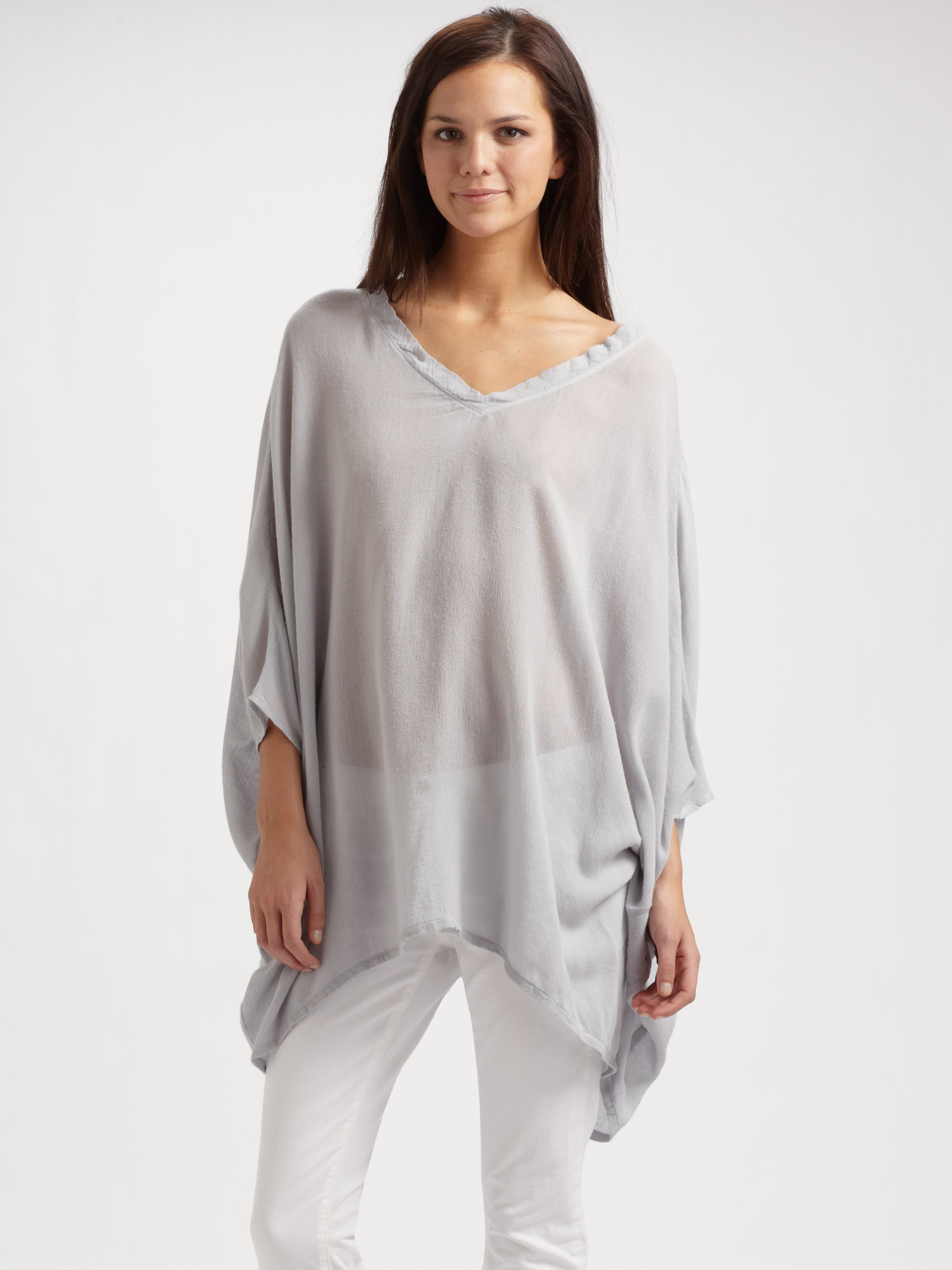 aiko vneck woven tunic in gray lyst aiko vneck woven tunic in gray lyst