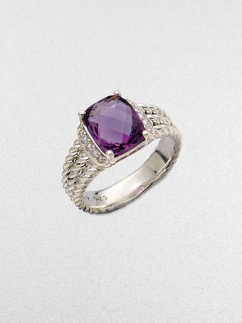 David Yurman Diamond Accented Amethyst Cable Ring - Lyst
