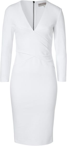 Emilio Pucci Pleated V-neck Sheath in White - Lyst