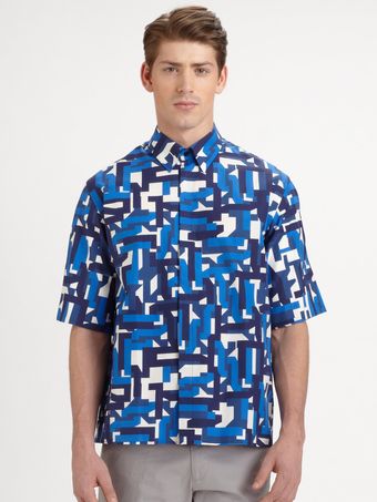 Jil Sander Oversized Graffiti Print Sport Shirt - Lyst