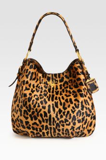 Prada Cavallino Leopardprint Hair Calf Hobo - Lyst
