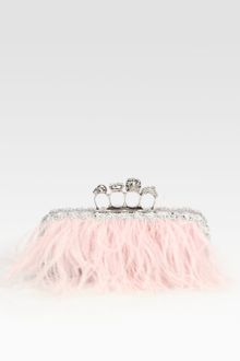 Alexander McQueen Ostrich Feather Knuckle Box Clutch - Lyst