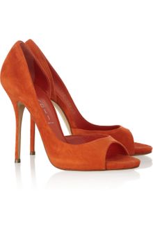 Casadei Suede Peeptoe Pumps - Lyst
