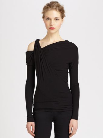 Donna Karan New York Coldshoulder Twisted Top - Lyst