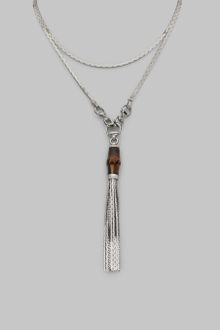 Gucci Sterling Silver Bamboo Tassel Necklace - Lyst