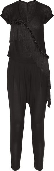 Jay Ahr Fringed Linen Blend and Crepe Jumpsuit - Lyst