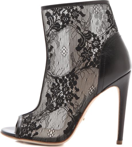 low heel lace booties