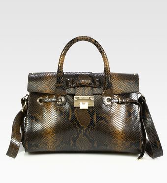 Jimmy Choo Rosalie Snake Embossed Leather Satchel - Lyst