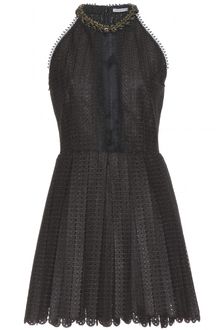 Paco Rabanne Lace Halterneck Dress with Sheer Insert - Lyst