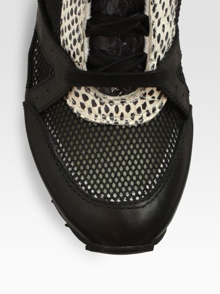 snakeskin wedge sneakers