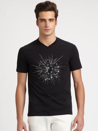 Versace Studded Logo Tee - Lyst