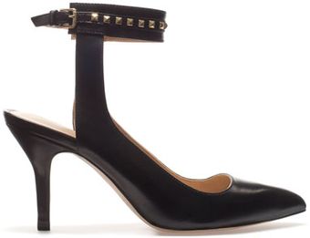Zara Studded Sling Back with Ankle Strap - Lyst