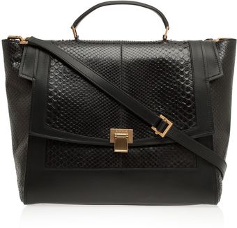 Elie Saab Calfskin and Python Large Satchel - Lyst