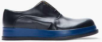 Jil Sander Blue and Black Leather Runic Platform Oxfords - Lyst