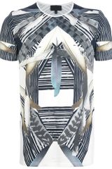 Les Hommes Feather Print Tshirt