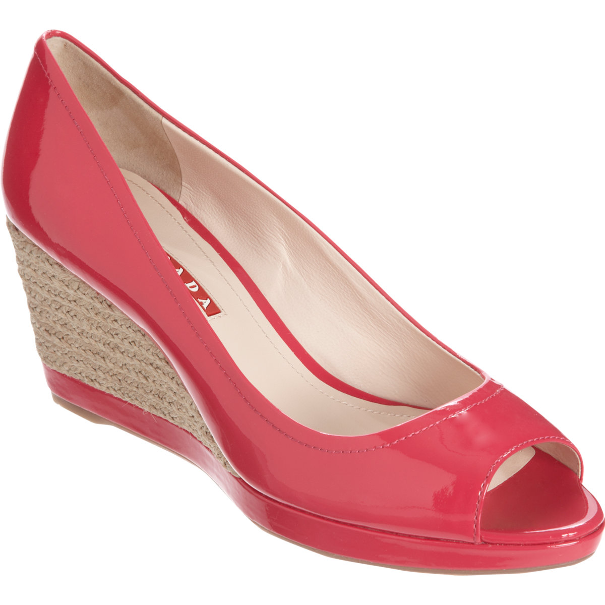 Prada Linea Rossa Peep Toe Espadrille Wedge in Purple (fuchsia) | Lyst