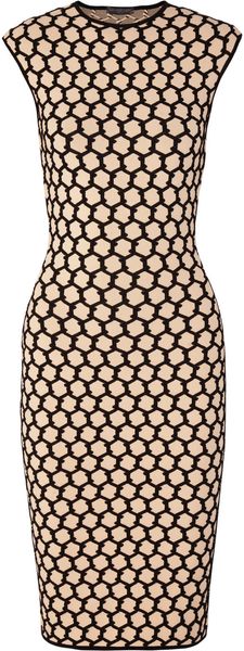 Alexander McQueen Honeycomb Intarsia Stretch Knit Dress - Lyst