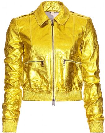 Burberry Brit Statonbury Metallic Leather Bomber Jacket - Lyst