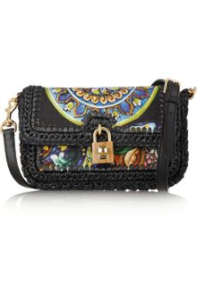 Dolce & Gabbana Miss Dolce Raffia and Leather Shoulder Bag - Lyst