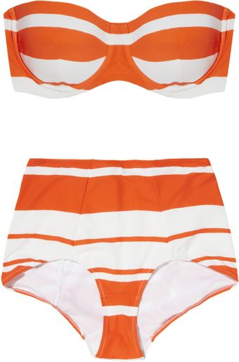 Dolce & Gabbana Striped Bandeau Bikini - Lyst